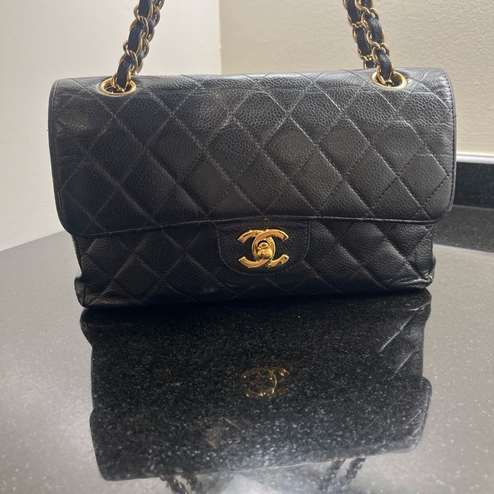 Chanel Classic Double Flap Small Black Caviar Leather with 24k Gold Hardware